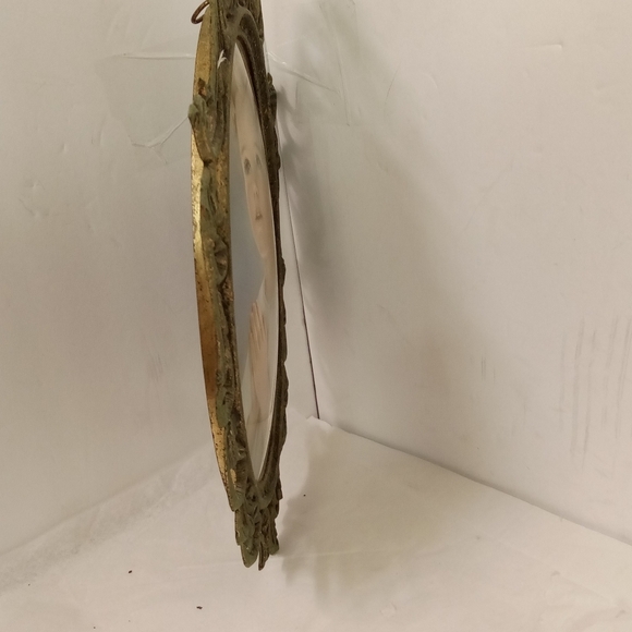 Vintage Oval Convex Bubble Glass in Metal Frame 10"x7" - Picture 2 of 6